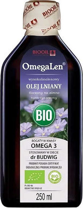Huile de lin pressée à froid, non raffinée à haute teneur en graines de lin BIO 250 ml - OMEGALEN